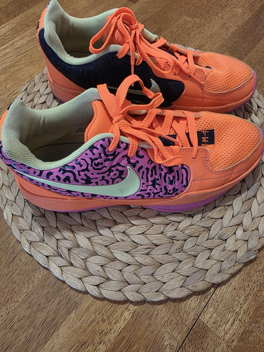 Nike Kids Orange and Pink Patterned Athletic Sneakers